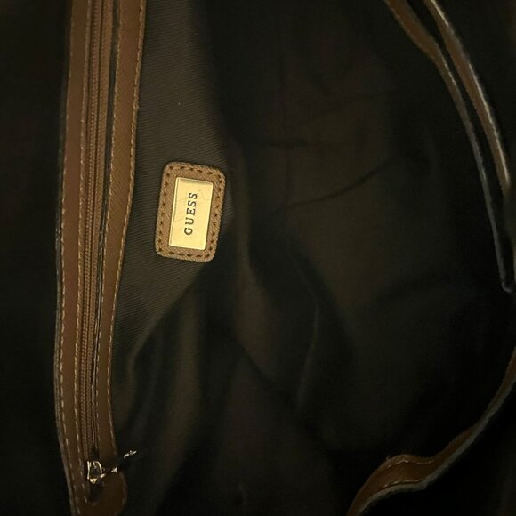 GUESS Metallic Bronze Satchel Tote Handbag - Picture 3 of 7